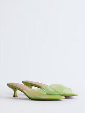 💚👡 NIB Scoop Lucite Kitten Heel Jelly Slides Lime Green | Women's 8.5